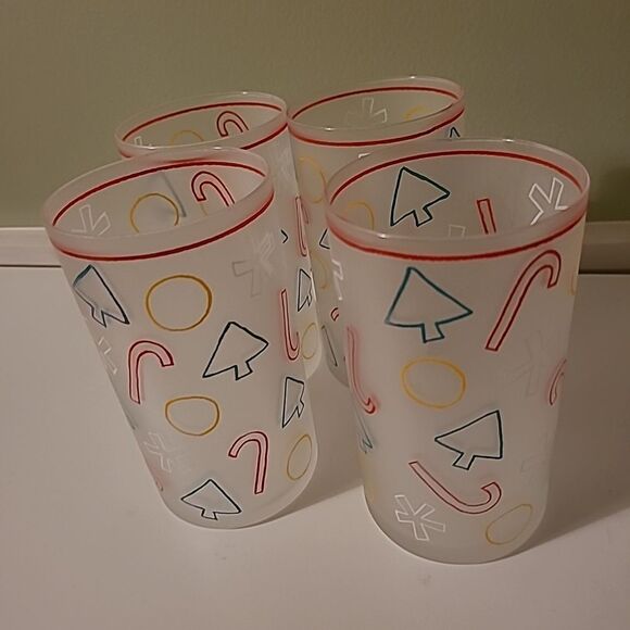 Set of Four Frosted Christmas Glasses - Picture 1 of 5